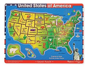 Melissa & Doug Deluxe Wooden USA Map Sound Puzzle