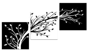 Wieco Art - Leaves Modern 3 Panels Flowers Artwork Giclee Canvas Prints Black and White Abstract Floral Trees Pictures Paintings on Canvas Wall Art for Living Room Bedroom Home Decorations