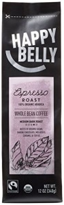Happy Belly Organic Fairtrade Coffee, Whole Bean, 12 ounce