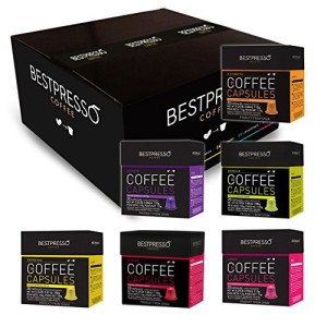 120 Bestpresso Nespresso Compatible Gourmet Coffee Capsules - Variety Pack - Natural Espresso Flavors - Nespresso Pods Alternative - Certified Genuine Espresso - 60 Days Satisfaction Guarantee