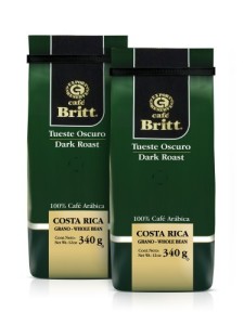 Cafe Britt Costa Rica Dark Roast Whole Bean Coffee, 12-Ounce Bags (Pack of 2) (Packaging May Vary)