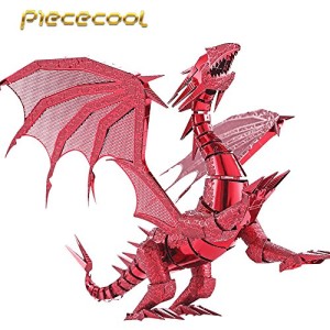 2016 Limited Edition Piececool 3D Metal Puzzle Dragon Flame P071R DIY 3D Metal Puzzle Kits Laser Cut Models Jigsaw Toys - Red