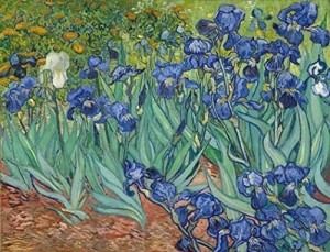 Wieco Art - Irises Modern Framed Floral Giclee Canvas Print By Van Gogh Famous Flowers Oil Paintings Reproduction Artwork Pictures on Canvas Wall Art for Bedroom Home Decorations