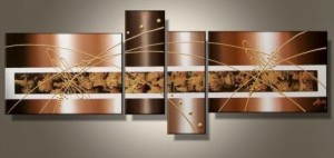 Wieco Art 4-Piece "Brown Clouds" Hand-Painted Modern Abstract Oil Paintings on Canvas Wall Art Set