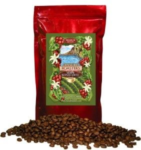 Hawaii Roasters 100% Kona Coffee, Medium Roast, Whole Bean, 14-Ounce Bag