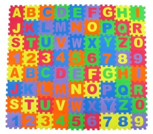 Alphabet Letters & Numbers Educational Foam Puzzle Floor Mat for Kids + 72 Interlocking Pieces, 6"x6" Squares Blocks, Covers 18 sq ft