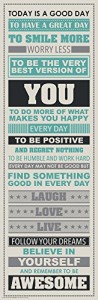Be Awesome Inspirational Motivational Happiness Quotes Decorative Poster Print, 12x36 Unframed