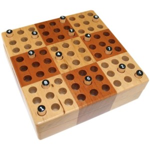 Elbert Mini Wooden Travel Sudoku Board Game Set with Wood Peg Pieces - 5 Inch